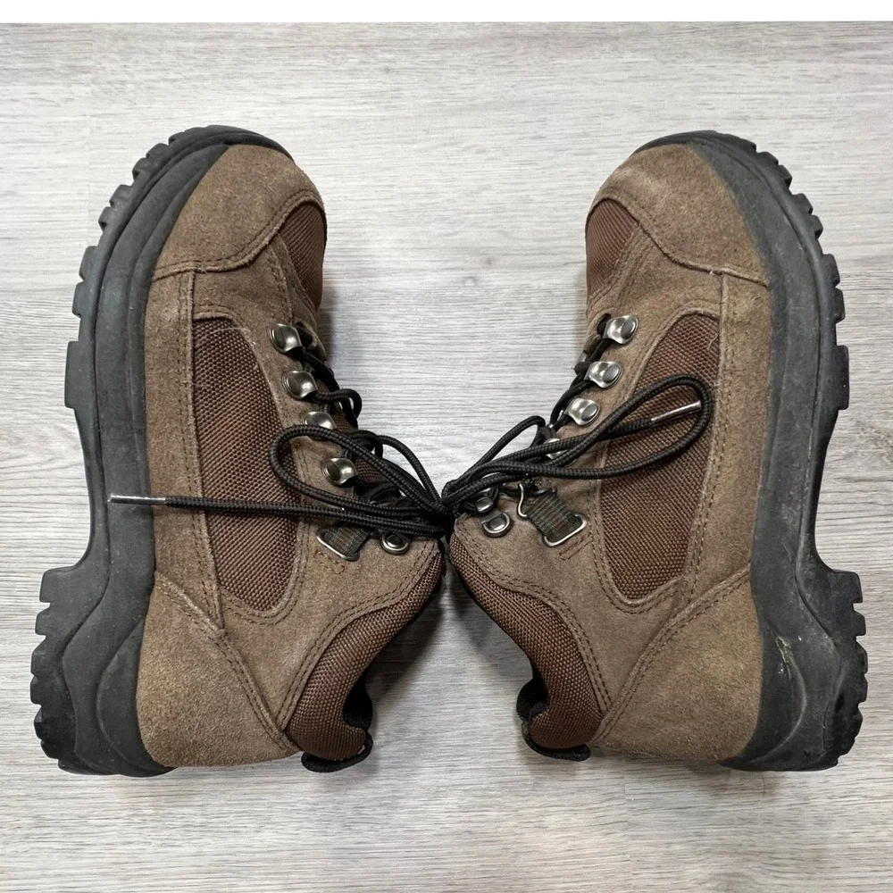 Lands' End Kids Brown Suede Leather‎ Hiking Trail Ankle Boots Size 6 1/2B Shoes